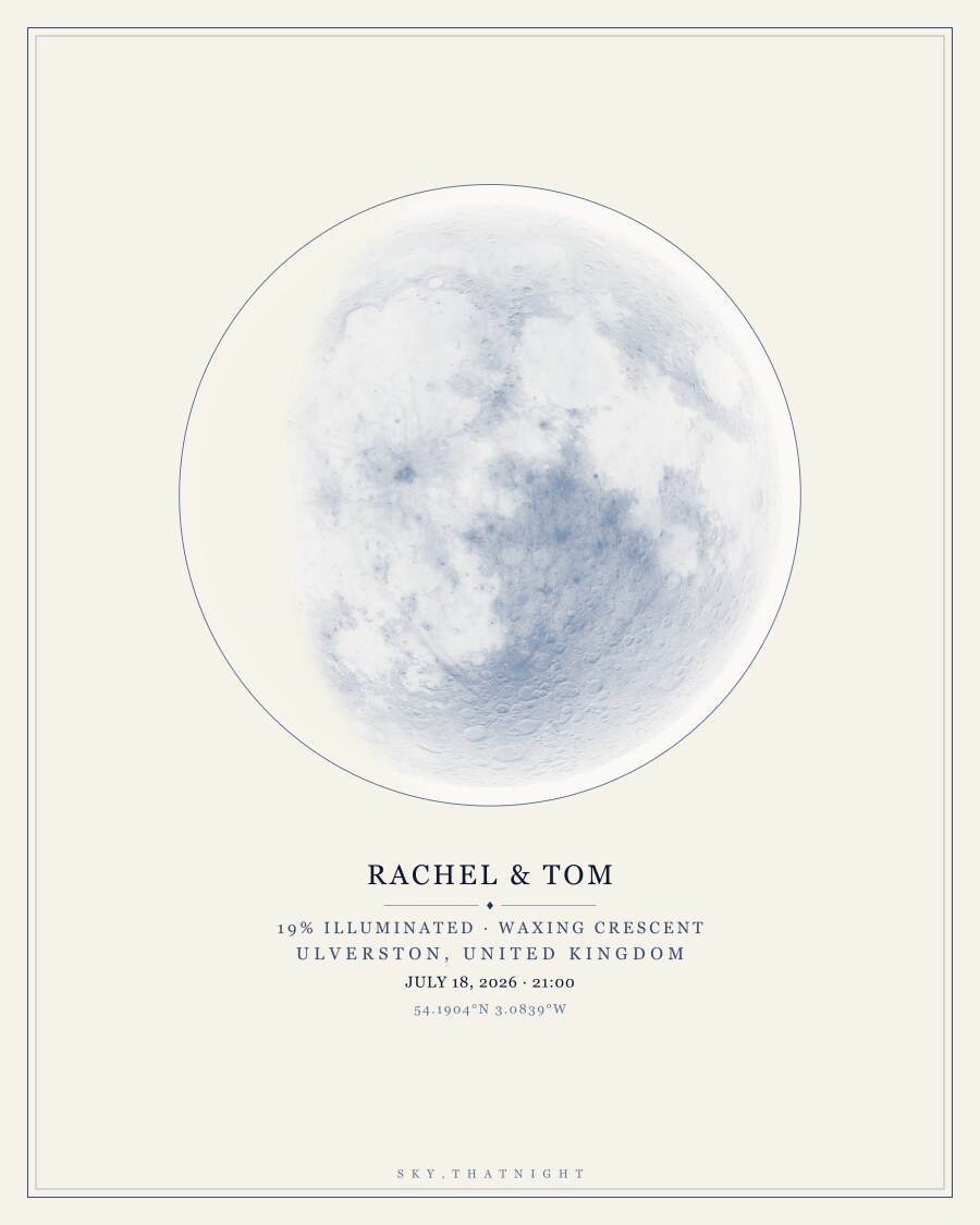Porcelain duotone moon poster