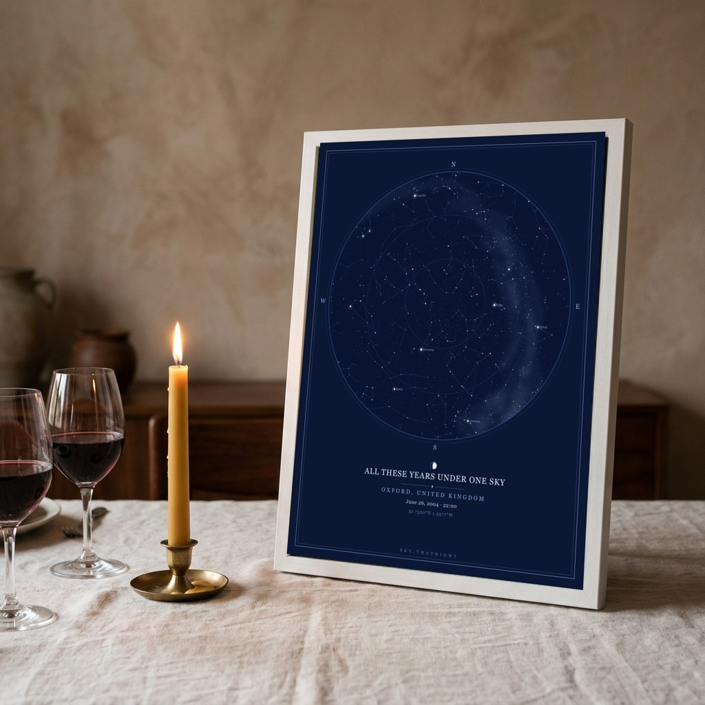 An anniversary star map mockup