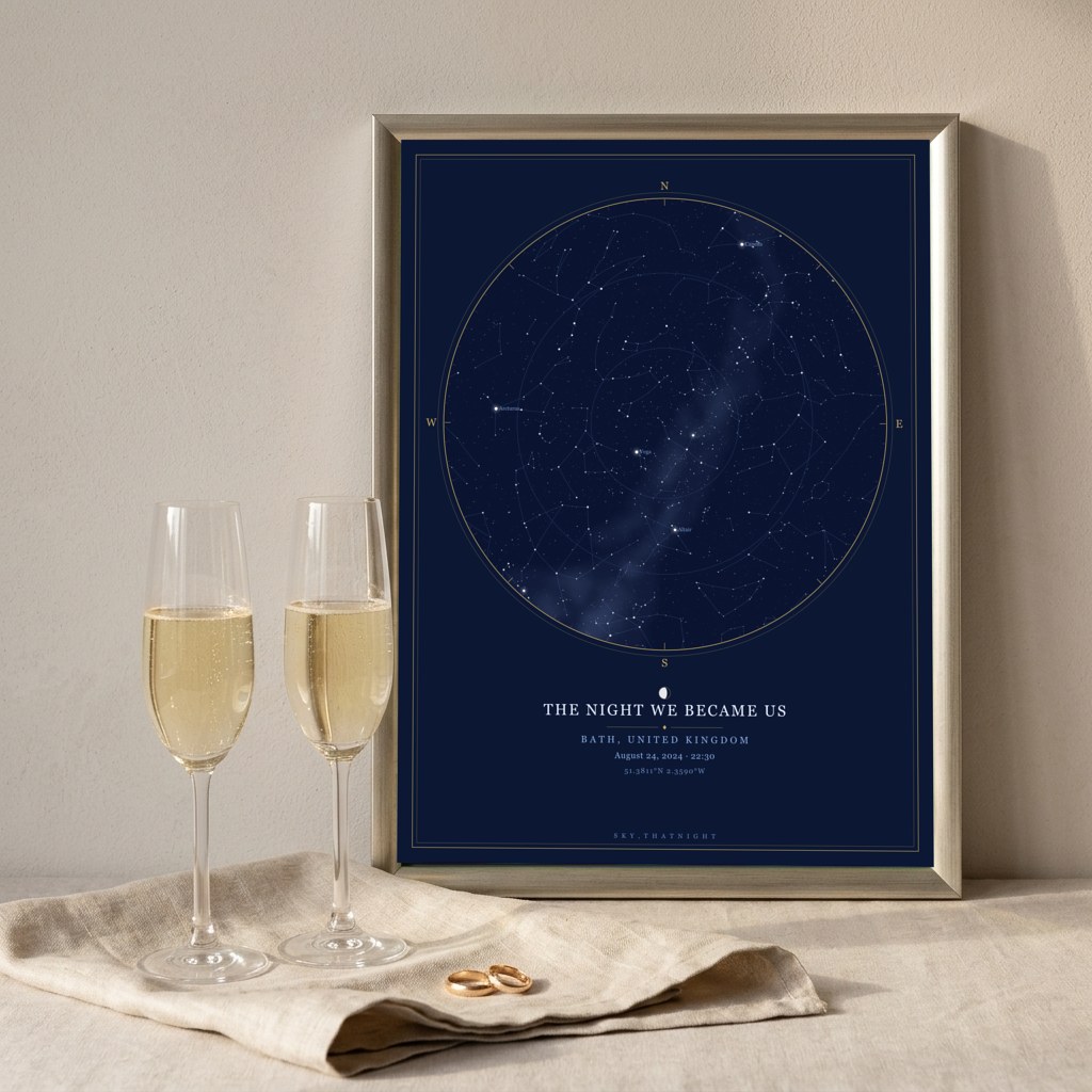 An anniversary star map mockup