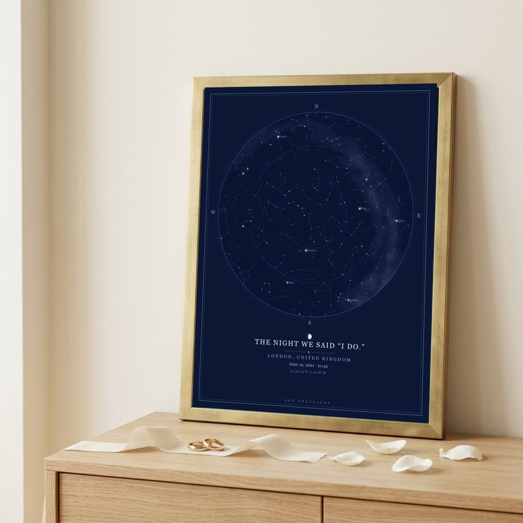 A wedding sky star map mockup